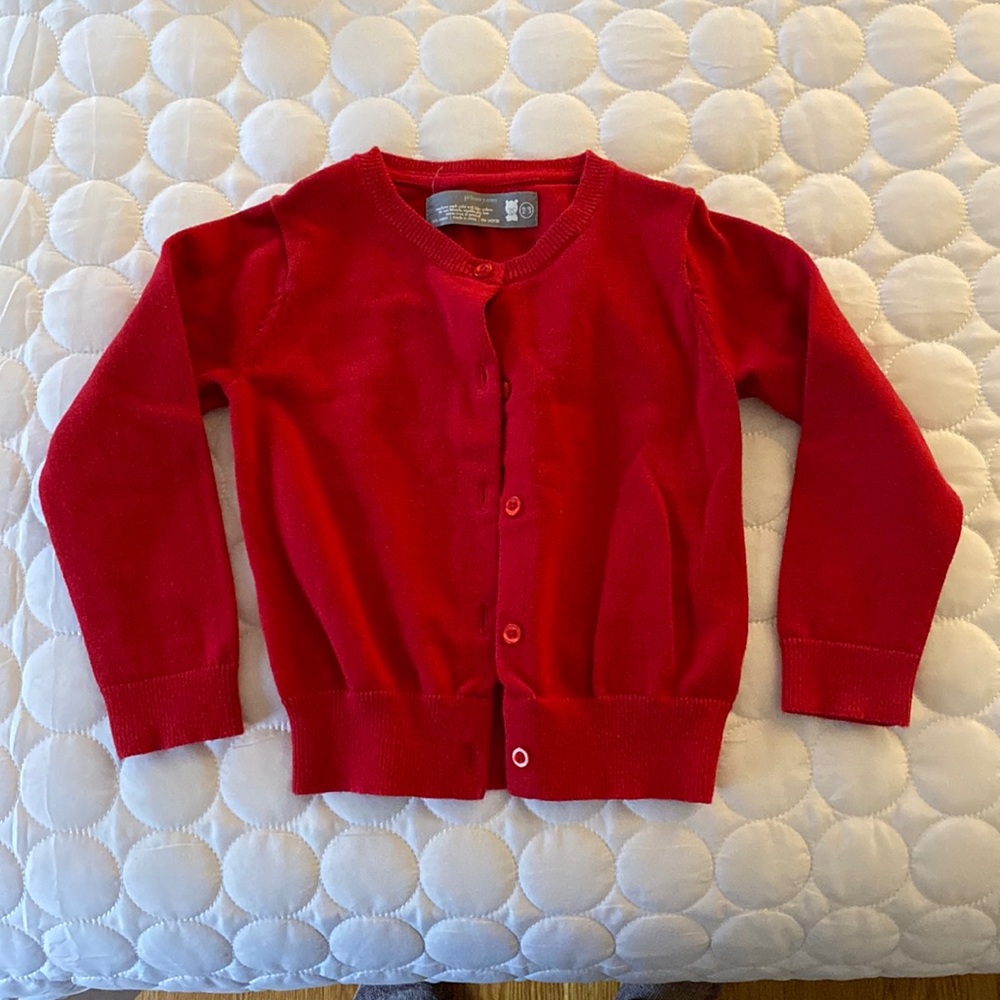 Red sweater cardigan